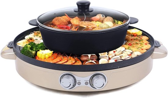 Elektrisch Kooktoestel - Dubbele Pan - Samen Eten - Dubbele Temperatuurregeling - 3.6L Capaciteit - Wit