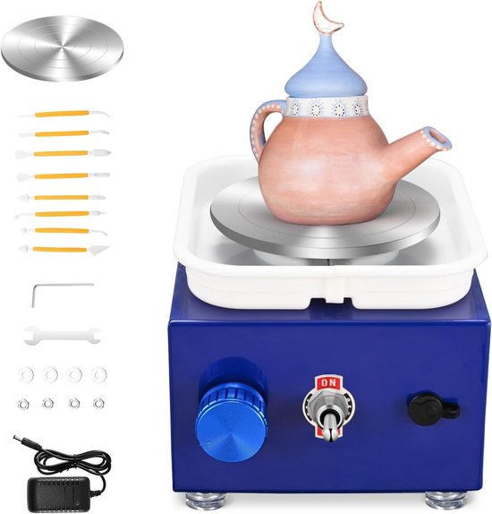 Elektrisch pottenbakkerswiel met afneembare ABS tray en draaiplateau voor creatieve projecten