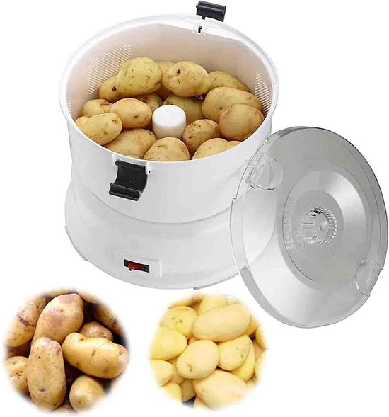 Elektrische Aardappelschiller - Automatische Groenteschiller - Snel Salade Bereiden - Eén Druk Op De Knop - 1 kg Capaciteit - Wit