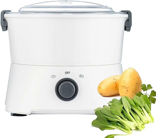 Elektrische Aardappelschiller - Automatische Keukenmachine - Snel Groenten Schillen - One-Touch Bediening - 28 x 24 cm - Wit