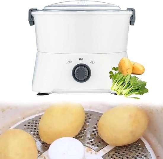 Elektrische Aardappelschiller - Automatische Schilmachine - Snel Groenten Schillen - Eén Knop Bediening - Tot 1kg - Wit