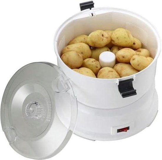 Elektrische Aardappelschiller - Snijmachine Groenten - Snel Groenten Bereiden - Automatische Schilfunctie - 1 kg Capaciteit - Wit