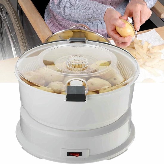 Elektrische Aardappelschilmachine - Aardappelschil Apparaat - Snel Groenten Schillen - Met Container - 1 kg Capaciteit - Wit