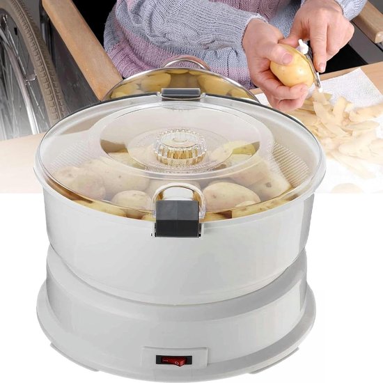Elektrische Aardappelschilmachine - Automatische Schillen - Snel Groenten Schillen - Eenvoudig Reinigen - 1kg Capaciteit - Wit