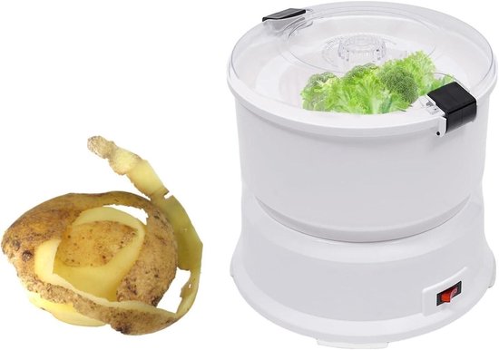 Elektrische Aardappelschilmachine - Automatische Schiller - Snel Groenten Schillen - 2-in-1 Functionaliteit - 1 kg Capaciteit - Wit