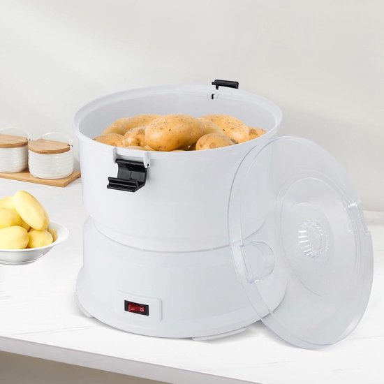 Elektrische Aardappelschilmachine - Automatische Schilmachine Keuken - Snel Groenten Schillen - 85W Pure Koper Motor - 0.8 kg Capaciteit - Wit