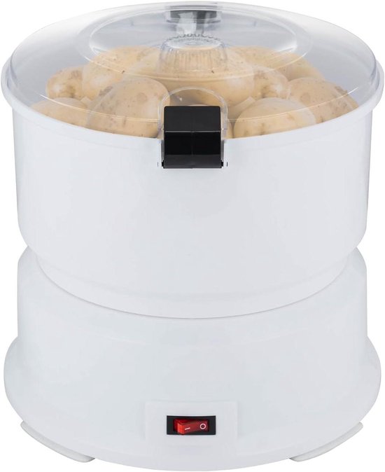 Elektrische Aardappelschilmachine - Groenteschiller Keukenmachine - Snel Groenten Schillen - Krachtige Koperen Motor - 0.8 kg Capaciteit - Wit