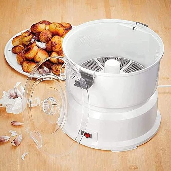 Elektrische Aardappelschilmachine - Keukenapparaat - Grote Hoeveelheden Schillen - Handsfree Werking - 1 Kg Capaciteit - Wit
