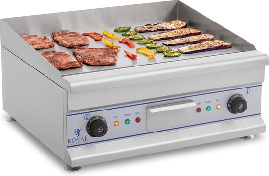 Elektrische bakplaat - 60 cm - glad - 2 x 3200 W - Royal Catering