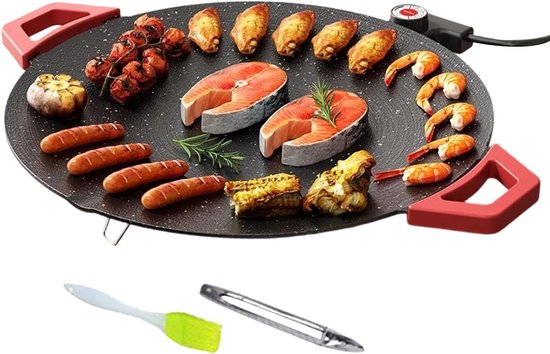 Elektrische Bakplaat - Binnen Grill Ronde Pan - Binnen Grillen - Antiaanbaklaag Snel Verwarmend - 40 cm - Veelkleurig