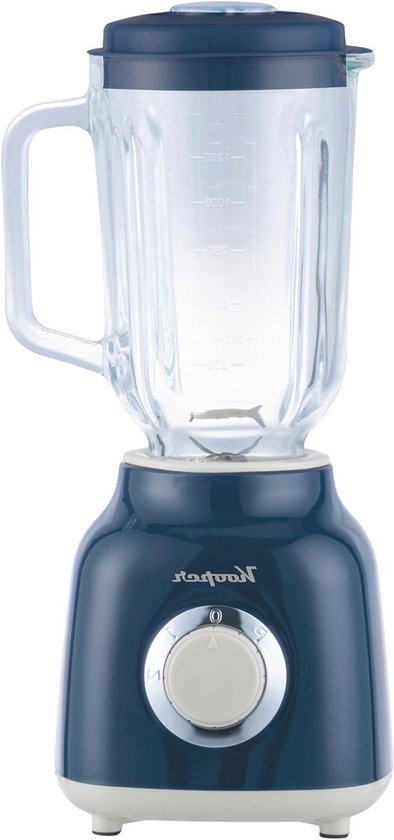 Elektrische Blender - Keukenmixer Glas - Smoothies Maken - 4 Roestvrij Staal Messen - 1.5 L Kan - Blauw Ivoor