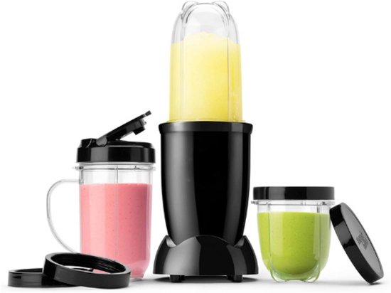 Elektrische Blender, Shredder en Smoothie Blender - Multifunctionele Blender met 200 Watt Vermogen, 560 ml en 355 ml - Zwart, MBR10B van Merkloos