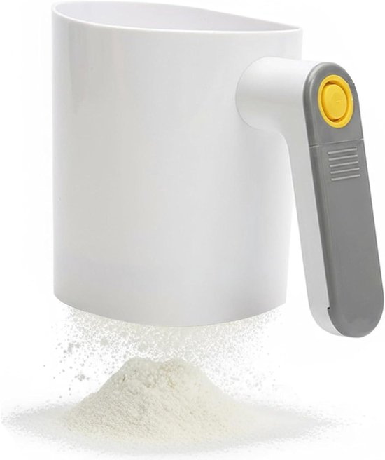 Elektrische Bloem Zeef - Bak Zeef - Bakken Vereenvoudigen - Eén Hand Bediening - 1 Liter Capaciteit - Wit