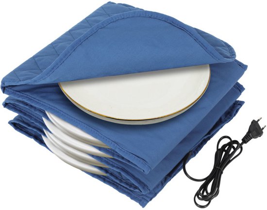 Elektrische bordenwarmer - Voor maximaal 12 borden met 32 cm diameter - Katoen - Blauw
