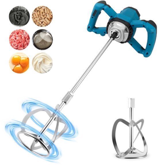 Elektrische Cementroerder Handmixer - 2400 W Vermogen - 6 Variabele Snelheden - Voor Cement Gips Mortel Verf Lijm - Roerder Mixer