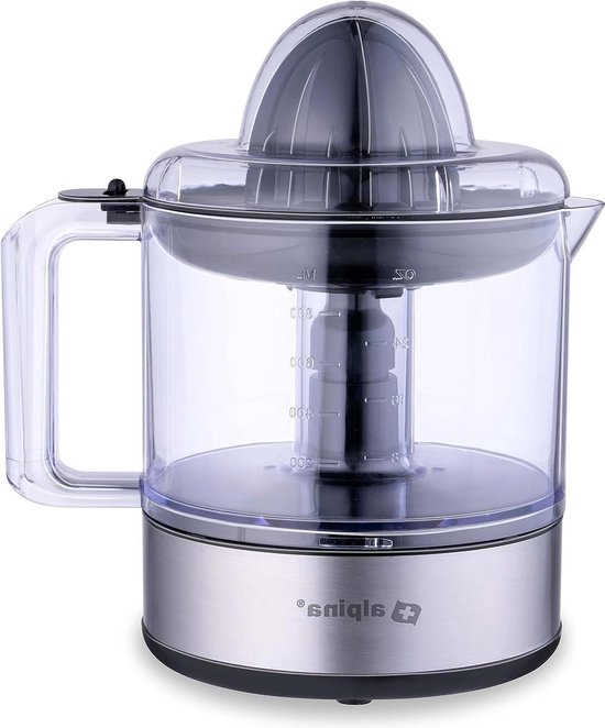 Elektrische citruspers 30 W/230 V sinaasappelpers sappers - saphouder 800 ml - vruchtvlees en pitten filter - BPA-vrij zilver - sapmachine - keukenapparaat van Merkloos