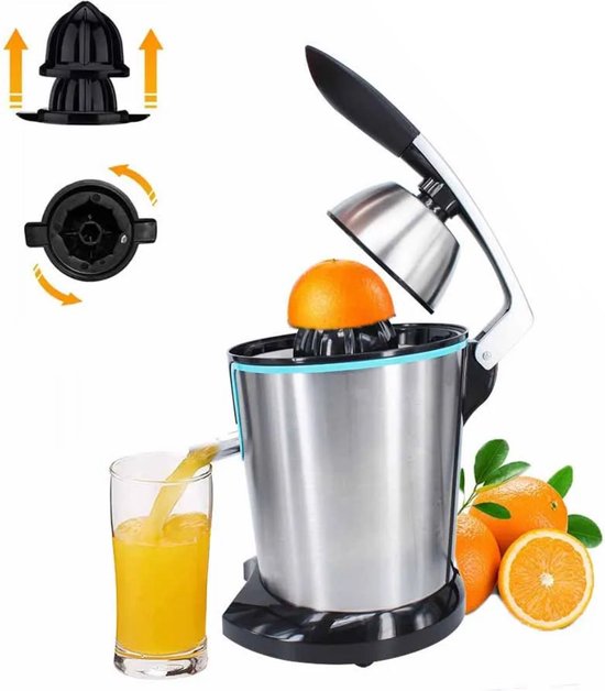 Elektrische Citruspers - 400 W - Twee Verschillende Perskegels - Fruitpers - Met Pershendel - RVS - IXEN van Merkloos