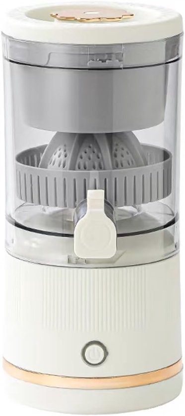 Elektrische citruspers – Draagbare, via USB oplaadbare citroenpers – Bediening met één druk op de knop – Hoge sapopbrengst – Wit – 23,5 × 11 × 11 cm