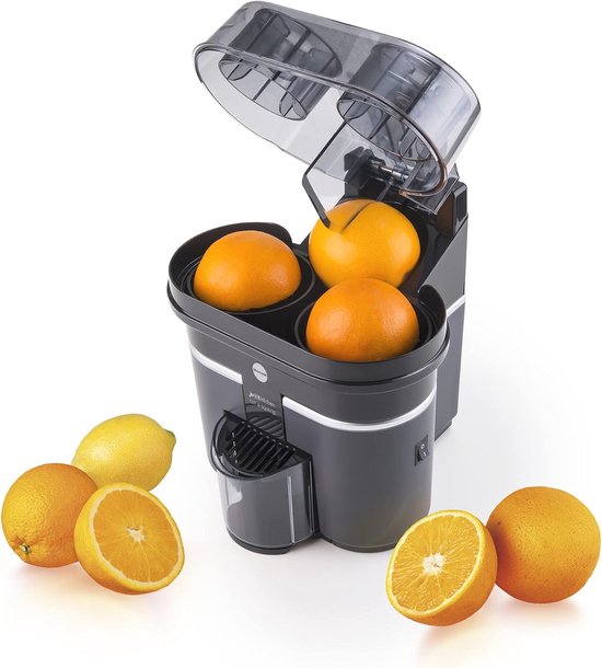 Elektrische citruspers met 2 kegels - Elegant zwart/zilver design