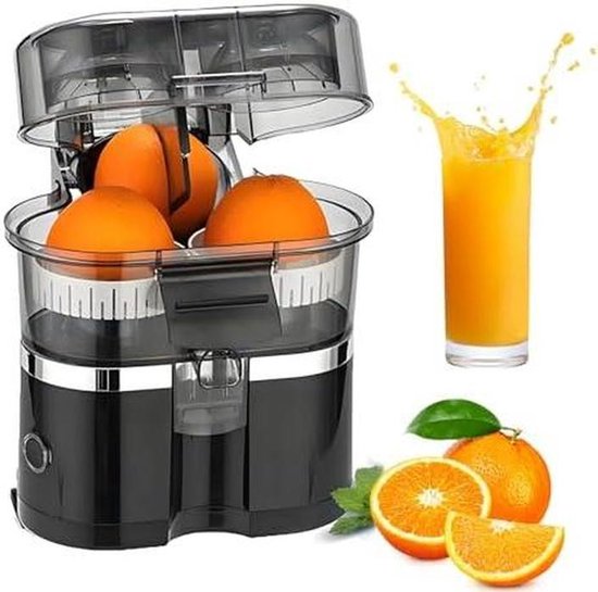 Elektrische Citruspers - Sapcentrifuge Automatisch - Vers Sap Maken - Ingebouwde Snijder - 400 ml - Mat Zwart