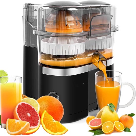 Elektrische Citruspers - Sapcentrifuge Vruchtenpers - Vers Sap Maken - Dubbele Kop Bladloos - 400 ml - Wit