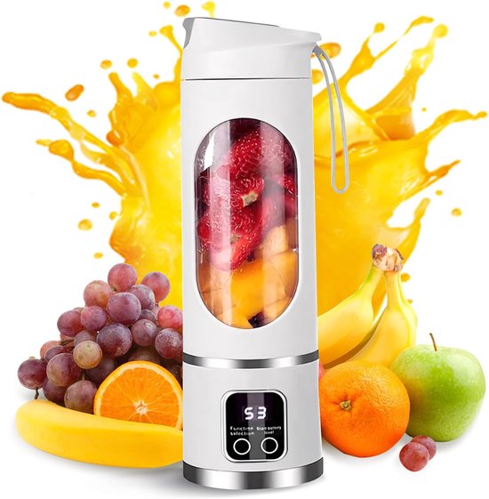 Elektrische Citruspers - Sinaasappel & Citroen Pers - USB Oplaadbaar - Compacte Sapcentrifuge - Fruitpers voor Vers Sinaasappelsap & Shakes - Wit - 450ML van Merkloos