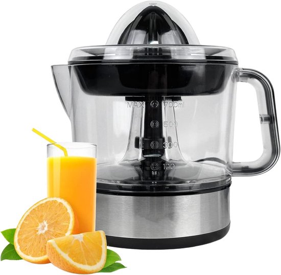 Elektrische citruspers van roestvrij staal met 700 ml capaciteit en dubbele draairichting voor optimale sapprestaties