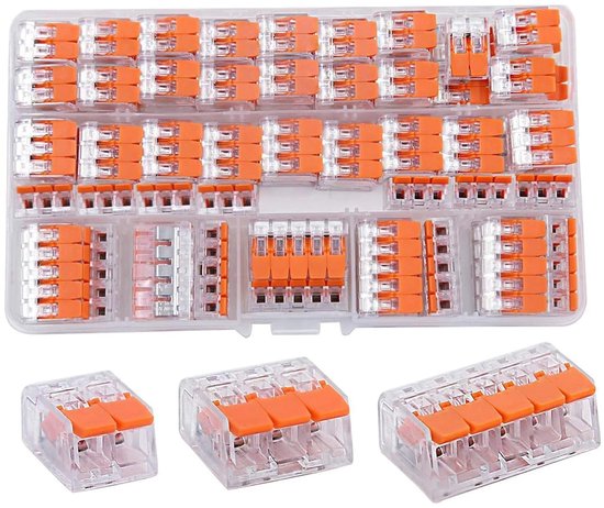 Elektrische connectoren, snelle elektrische klemmen, PC vlamvertragende elektrische aansluiting, elektrische krimpklemmen, 2 poorten 35 stuks, 3 deuren 25 stuks, 5 deuren 15 stuks