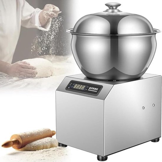Elektrische deegmixer - Spiraalvormige kneedmachine - Voor bakkerij en restaurant - Motor met dubbele rotatie - Capaciteit 5 kg - Zilver