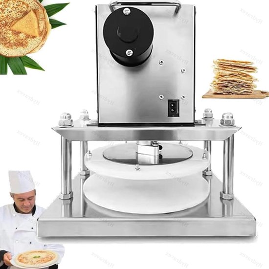 Elektrische Deegpers - Deegroller Pastamaker - Pizzabodems Maken - Roestvrij Staal - 22 cm - Zilver