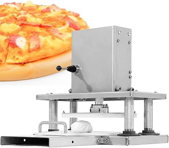 Elektrische Deegpers - Pizzadeeg Machine - Snel Deeg Vormen - Arbeidsbesparend Ontwerp - 28.5 cm - Zilver