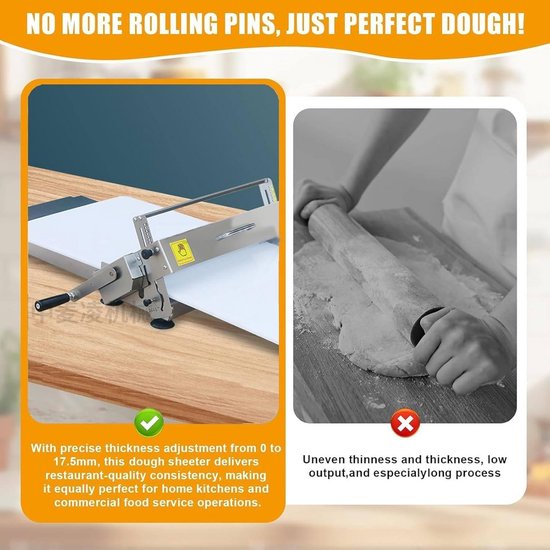 Elektrische Deegroller met Verstelbare Dikte en Opvouwbaar Ontwerp van Merkloos