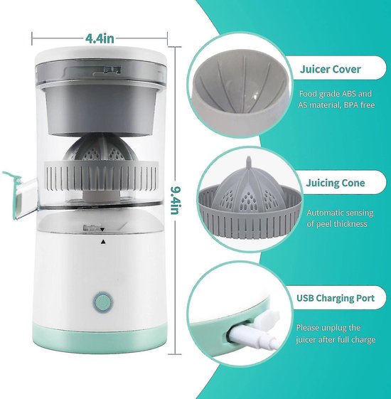 Elektrische Draagbare Juice Presser- Squeezer- Orange -Lemon Juicer- Portable 45w- USB opladen van Merkloos