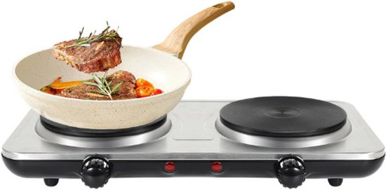 Elektrische Dubbele Kookplaat - 2 Kookplaten Ø 15 Cm - Temperatuurinstelling - Thermostaat - Oververhittingsbeveiliging - 1000 W + 1000 W - Perfect Voor Keuken - Camping - Kantoor van Tristar