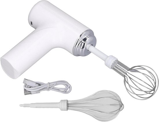 Elektrische Eierklopper - Handmixer Draadloos - Keukenwerk - Draadloos Ontwerp - 23D x 20B x 5H cm - Wit