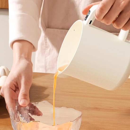 Elektrische Eierklopper - Keukenmixer Draadloos - Beslag Mixen - Zelfreinigend Mechanisme - 1 liter - Beige
