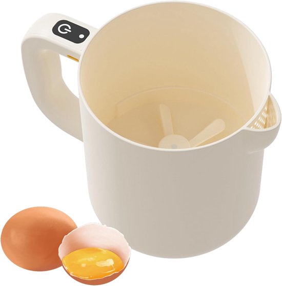 Elektrische Eierklopper - Keukenmixer Roomklopper - Moeiteloos Mixen - Oplaadbaar Draadloos Ontwerp - 1 Liter Capaciteit - Beige