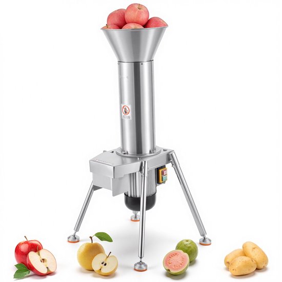 Elektrische fruitmolen - Fruitversnipperaar - Vermogen 1100 W - Roestvrij staal 304 - Hele Appels tot Ø 80 mm - Capaciteit 164 kg/u - Voor Appels, Peren, Wortelen, Aardappelen