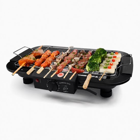 Elektrische grill - 2000W Tafelgrill met Thermostaat & Uitneembare Onderdelen - Draagbaar voor Buiten, Balkon & Tuin - Zwart