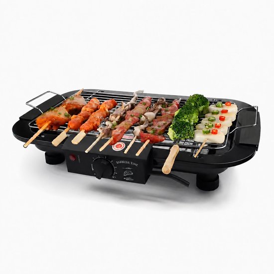 Elektrische grill - 2000W Tafelgrill met Thermostaat & Uitneembare Onderdelen - Draagbaar voor Buiten, Balkon & Tuin - Zwart