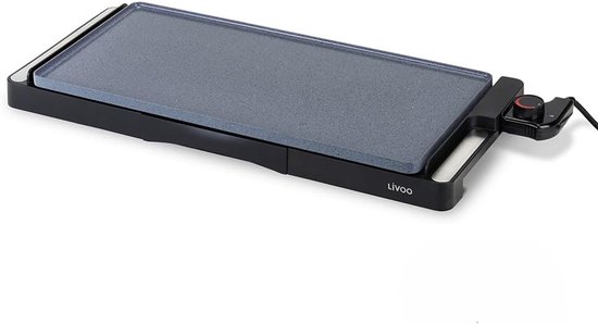 Elektrische Grillplaat - Gourmet Tafel - Gezellig Eten - Keramische Coating - 50 x 25 cm - Zwart