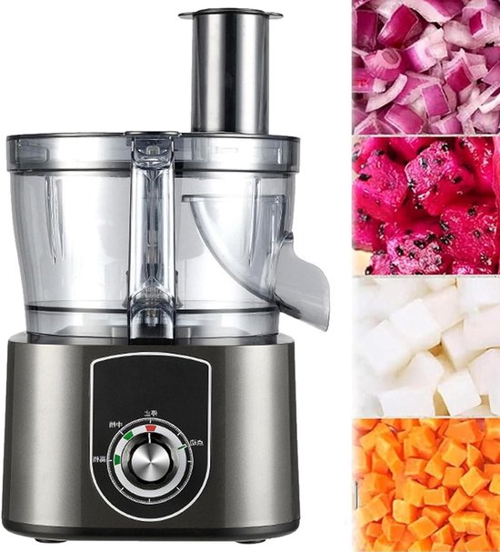 Elektrische Groentehakker - Keuken Snijmachine - Snel Ingrediënten Snijden - 600W Krachtig Vermogen - 375x305x480mm - Zilver