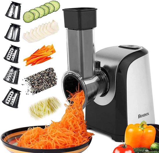 Elektrische Groenterasp - Keuken Rasp - Snel Ingrediënten Snijden - 5 Gratis Accessoires - 23 x 16 x 28 cm van Merkloos