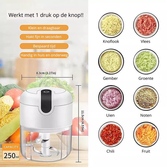 Elektrische Groentesnijder 250ml van Merkloos
