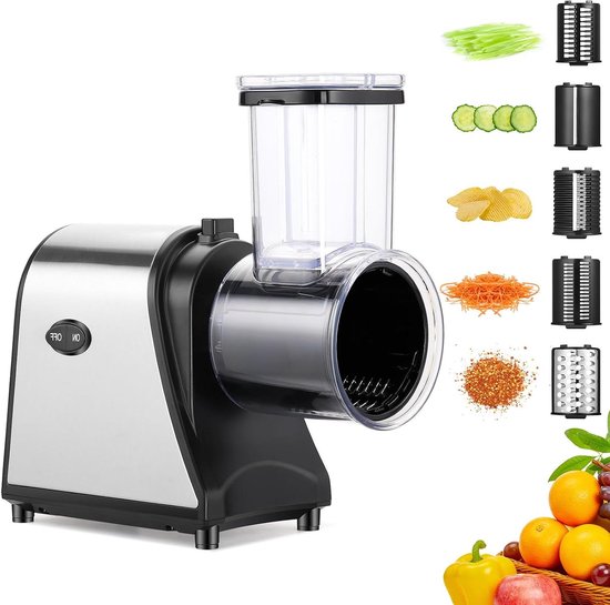 Elektrische Groentesnijder - Groente Snijmachine - Snel Groenten Snijden - 5-in-1 Multifunctioneel - 250 W - Zwart