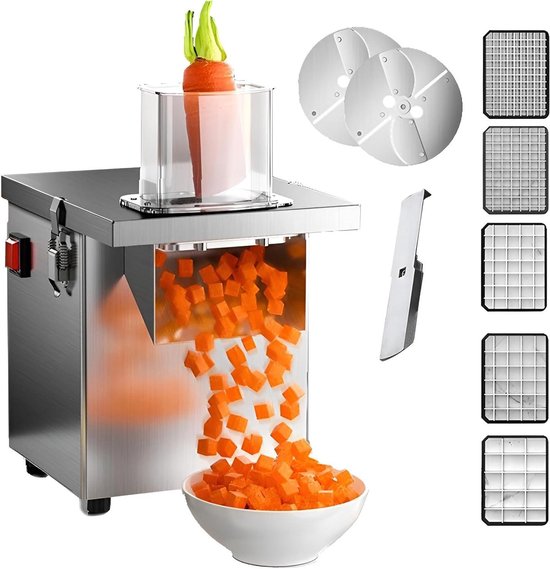 Elektrische Groentesnijder - Groentehakkersnijder - Snel Groenten Snijden - Krachtige 250W Motor - 23x36x28 cm - Zilver van Merkloos