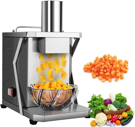 Elektrische Groentesnijder - Keukenmachine Fruit - Snel Ingrediënten Snijden - Krachtige Koper Motor - 75 kg Per Uur - Zilver