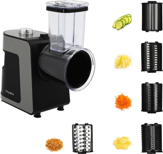 Elektrische Groentesnijder - Keukenmachine Hakker - Snel Groenten Snijden - 10-in-1 Multifunctioneel - 1000 Watt - Zwart