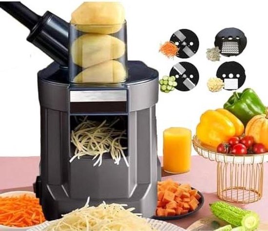 Elektrische Groentesnijder - Keukenmachine Hakker - Snel Groenten Snijden - 4-in-1 Functie - 100W Motor - Zwart