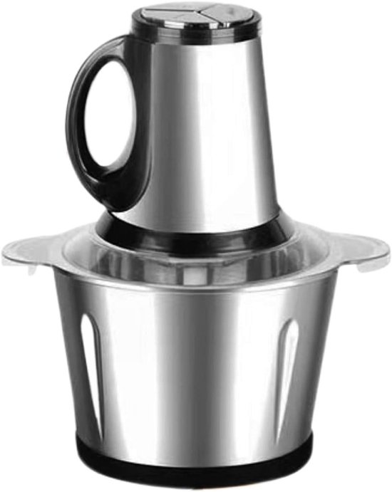 Elektrische Groentesnijder - Keukenmachine Hakmolen - Snel Ingrediënten Bereiden - Veelzijdig Multifunctioneel - 19 x 19 x 19 cm - Zilver